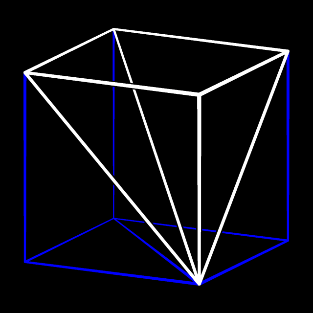 Разрезание куба на 3 конгруэнтные части, одна из которых выделена цветом